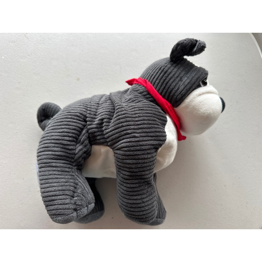 MINI Cooper Bulldog Plush Grey Corduroy Stuffed‎ Animal Red Bandana Mascot Toy